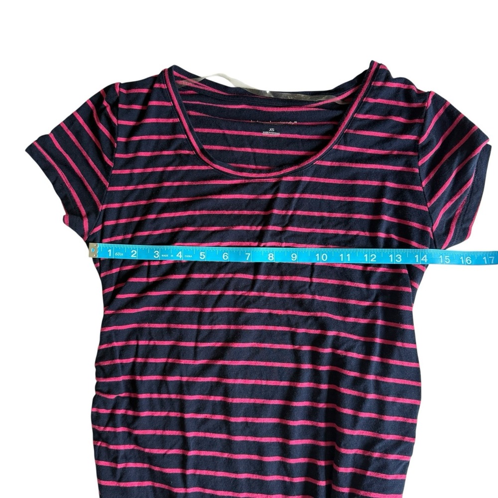Liz Lange Maternity Dress Navy & Magenta Striped Women's Size XS Body Con Jersey - Picture 8 of 9